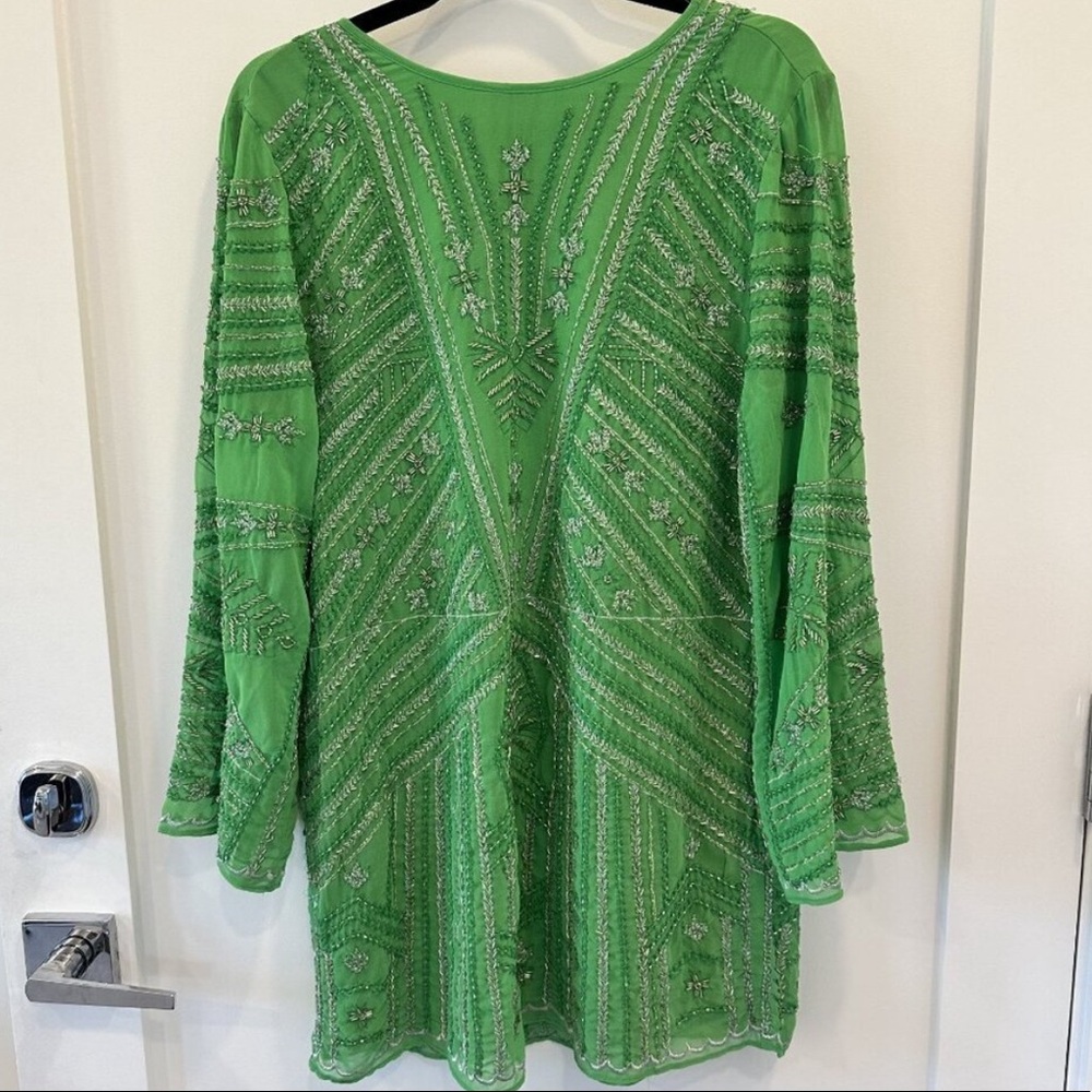 Zara beaded green mini dress